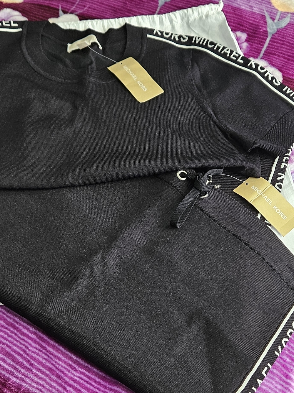Michael Kors Black Logo-Trim Two-Piece Sweat Set